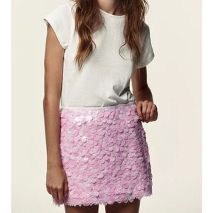 Zara Pink Sequin Mini Skirt